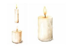 three lit candles are shown in different positions