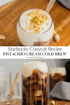 starbucks copycat recipe for pistachio cream cold brew with coffee and whipped cream