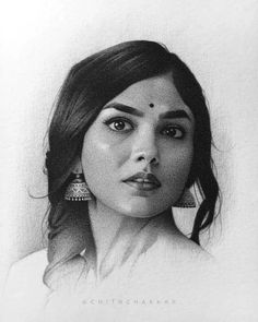 a pencil drawing of a woman's face