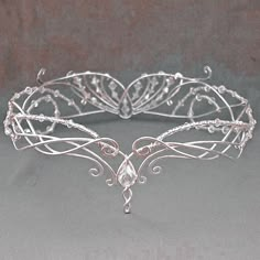 Elf Crown Aesthetic, Silver Crystal Wedding Crown, Fantasy Jewelry Headpieces, Royalcore Jewelry, Royal Headpiece, Fantasy Tiara, Fantasy Headpieces, Princess Headpiece, Elf Headpiece