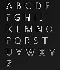 the alphabet is made up of letters and numbers, all in white on a black background