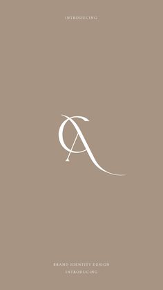 the logo for brand identity design, featuring an elegant letter and swirly lines on a beige background