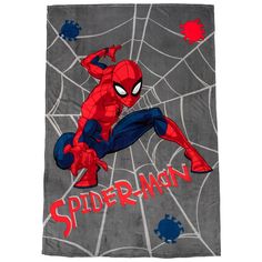 a spiderman beach towel with the words spider - man on it's front