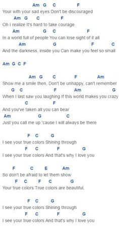 the song is written in blue and white