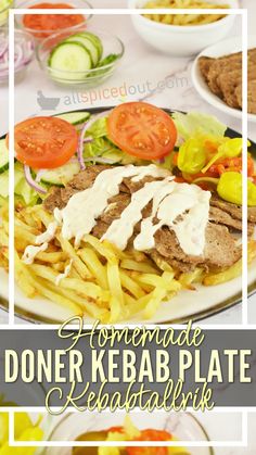 Homemade Doner Kebab Plate (Kebabtallrik) Meat Kebab, Turkish Doner, Recipes For Instant Pot, Air Fryer French Fries