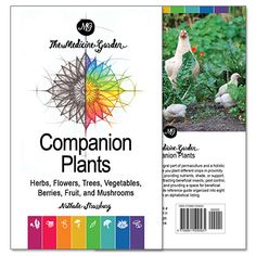 the front and back cover of a seed packet with two chickens on it, surrounded by green plants