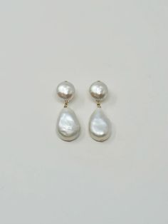 14k gold filled posts and wiring Freshwater pearls, size and shape will vary, ~1.5” Handmade to order 2024 Journal, Double Pearl Earrings, Pearl Bridal Earrings, Bridal Wardrobe, Long Lake, Modern Clothing, Bridal Earrings Pearl, Pearl Bridal, Lake Wedding