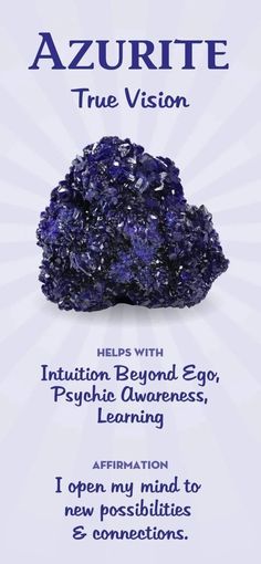 Azurite Meaning, Crystal Healing Chart, Wiccan Altar, Gemstones Crystals, Psychic Development, Psychic Powers, Gemstone Meanings