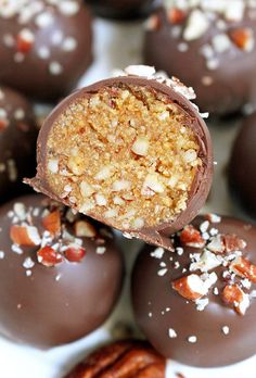 chocolate covered candies with nuts and pecans