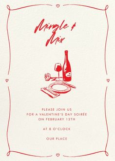 a red and white dinner party card