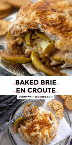 baked brie en croute on a plate with crackers