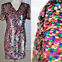 "Fun and funky Disco dress! This dress hits the lights and EVERYTHING Sparkles! Excellent!! Measuring: 34\" length Bust: 36\" + Waist: 30 Hip: 36\"+ Pet Free/smoke free Enjoy!" Vintage Bob, Disco Dress, Sequin Beading, Spring Dress, Beaded Dress, Dream Wedding Dresses, Dress Clothes For Women, Sequin Dress, Different Styles