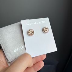 Brand New In Pouch And Manual Metal Type - Stainless Steel Back Finding - Push Back Earring Design - Stud Color- Rose Gold Michael Kors Necklace, Michael Kors Earrings, Rose Gold Earrings Studs, Rose Gold Studs, Michael Kors Jewelry, Triangle Earrings, Rhinestone Studs, Hypoallergenic Earrings, Gold Price