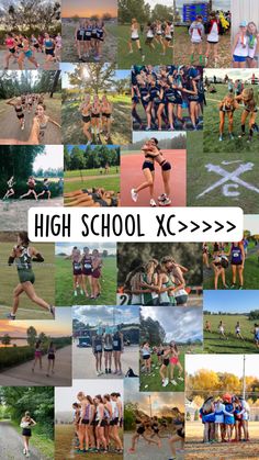 a collage of photos with the words high school xc