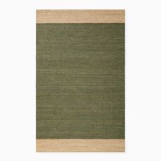 a rug with green and beige stripes on the bottom, in front of a white background