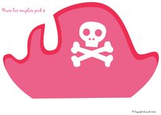 a pink pirate hat with a skull and crossbones