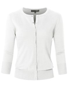 PRICES MAY VARY. Slim Fit Classic Casual 3/4 Sleeve Crew Neck Button Down Stretch Cardigan Knit Basic Sweater Hand Wash Cold With Like Color, Do Not Bleach, Do Not Dry Clean, Do Not Twist 3/4 Sleeves, Slim Fit, Tightly Fitted, Soft, Cozy, Stretchy, Comfortable, Ribbed Sleeves and Hem, Vintage Inspred, Light Weight, Regular Size, Plus Sizes (S-3XL) Occasions Work, Office, School look, Casual, Basic, Classic & Elegance, Any Outfit, Spring, Summer, Fall & Winter, Perfectly match your daily item, Ca Casual Solid Cardigan With 3/4 Sleeves, Casual Solid Color 3/4 Sleeve Cardigan, Casual Cardigan With Button Closure And 3/4 Sleeves, Casual Cardigan With 3/4 Sleeves And Buttons, Casual White Cardigan With 3/4 Sleeve, Casual White 3/4 Sleeve Cardigan, White 3/4 Sleeve Cardigan For Fall, White 3/4 Sleeve Fall Cardigan, Spring Cardigan With 3/4 Sleeves And Buttons