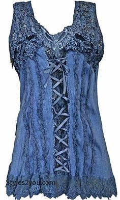 Women's Vintage Corset Tank Top In Blue and many more colors Fitted Lace Bodice Tank Top, Fitted Cotton Camisole With Lace Top, Fitted Lace Top Cotton Camisole, Fitted Tops With Lace Bodice And Spaghetti Straps, Fitted Lace Bodice Top With Spaghetti Straps, Fitted Sleeveless Tank Top With Lace Patchwork, Spring Fitted Lace Top With Spaghetti Straps, Fitted Lace Trim Spaghetti Strap Lace Top, Sleeveless Lace Corset With Corset Back