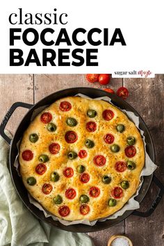 the cover of classic focaccia barbeque with olives and tomatoes