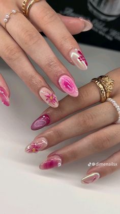 pink aura nails #pinterest Nessa Nails, Orchid Nails, Shiny Nails Designs, Wow Nails, Nails Today