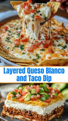 layered quesadilla and taco dip is the perfect appetizer for any party