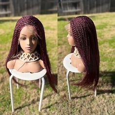 braided watermelon burgundy wig. length is 26inches long. ready to ship. | eBay Burgundy Wig, Curly Wigs, Lace Frontal Wig, Frontal Wigs, Lace Frontal, Lace Wigs, Watermelon, Wigs, Braids