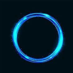 a blue neon ring on a black background with sparkles in the middle and around it