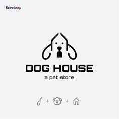 the logo for dog house, a pet store