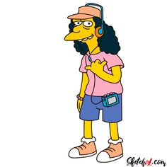 the simpsons character is wearing headphones and listening to music