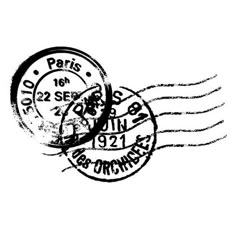 two stamps with the word paris on them