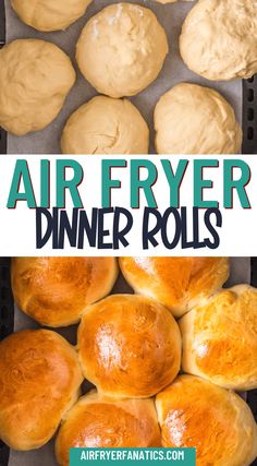 air fryer dinner rolls with text overlay