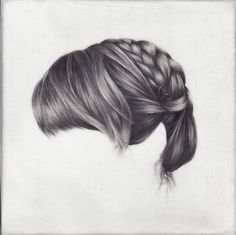 a black and white drawing of a woman's hair