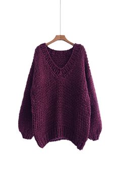 "New design for this winter! Oversize sweater give you super warm and stylish looking! Features: * Oversized looking * Drop-shoulder sleeves * 70% wool/ 30% acrylic blended chunky yarn knitted If you like it knitted by cotton yarn, pls. visit this link: https://www.etsy.com/listing/643364602/hand-knit-cotton-oversize-woman-sweater?ref=shop_home_active_1 Size: S(us 0-4) M(us 6-8) L(us 10-12)XL(us 14-16). Measurements: Size S: Chest - 47\"(120cm) Length - 26\" (65cm) Size M: Chest - 51\"(130cm) Le Plum Sweater, Woman Sweater, Black Pullover Sweater, Oversize Pullover, Pull Oversize, Womens Sweaters, Sweater Oversize, Oversize Women, Hand Knitted Sweaters