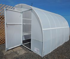 8' Side Wall Solexx Harvester Small greenhouse Garage Deck, Greenhouse Panels, Greenhouse Base, Bench Area, Solar Heat, Hobby Greenhouse, House Garage, Summer Vegetables, Door Dimensions