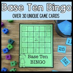 the base ten bingo game has been set up on a table