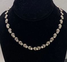 "Beautiful Unique Antique Art Nouveau Clear Rhinestone Chocker Tennis Necklace good pre/owned condition all the stone are nice and intact measures 16\" length." Vintage Jewlery, Chocker Necklace, Victorian Art, Unique Antiques, Tennis Necklace, Wedding Jewellery Necklace, Hammered Silver, Clear Rhinestones, Antique Victorian