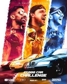 the movie poster for need for speed with three men in front of them and one man on