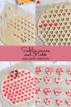 valentine's day cookies made with salted sugar and decorated with hearts are ready to be baked