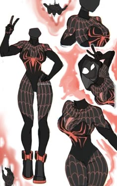 a drawing of a woman in spider suit