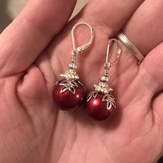 Red Christmas Earrings Christmas Earrings Christmas Ornament | Etsy Ornament Earrings, Silver Cocktail, Holiday Earrings, Red And Silver, Beaded Earrings Patterns, Earrings Christmas, Holiday Earring, Earrings Red, Holiday Jewelry