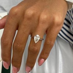 1.75 CT Pear Moissanite Solitaire Engagement Ring - farrellouise Pear Ring Engagement, Pear Solitaire Engagement Ring, Wedding Bands For Him, Rose Gold Sparkle, Wedding Bands For Her, Pear Shaped Engagement Rings, Pear Ring, Moissanite Engagement Ring Solitaire, Types Of Diamonds