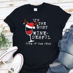 Christmas gift for men and women: It's the most Wine-derful year shirt, Funny Wine lover gift, Holiday Xmas shirt, Group Christmas Tshirts You've now found the staple t-shirt of your wardrobe. It's made of 100% ring-spun cotton and is soft and comfy. The double stitching on the neckline and sleeves add more durability to what is sure to be a favorite!   * 100% ring-spun cotton * Sport Grey is 90% ring-spun cotton, 10% polyester * Dark Heather is 65% polyester, 35% cotton * 4.5 oz/yd² (153 g/m²) Funny Christmas Tees, Christmas Wine Shirt, Usa Sweatshirt, Funny Christmas Tshirts, Xmas Shirts, Christmas Gifts For Men, Wine Humor, Gifts For Wine Lovers, Printing Labels