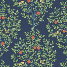 Vintage peel and stick wallpaper NW48102 from NextWall Tree Peel And Stick Wallpaper, Pomegranate Fruit, Victorian Garden, Fresh Color Palette, Fruit Tree, Tree Wallpaper, Wallpaper Direct, Burke Decor, Arts And Crafts Movement