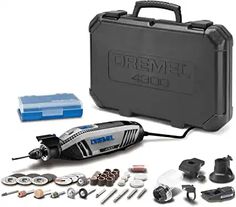 the dremel 4500 electric sander is in its case and includes accessories