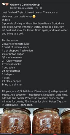 the recipe for baked beans in jars is shown