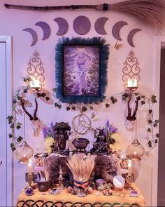 Witchy Room, Witchcraft Altar, Witch Room, Wiccan Decor, Witches Altar, Wiccan Altar, Pagan Altar, Witchy Crafts, Witch Spell Book