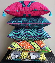 Cushion With Piping, African Print Pillows, African Pillow, Home Decor Sewing, African Interior Design, African Inspired Decor, African Crafts, African Accessories, Estilo Hippy