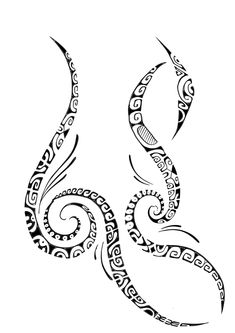 an intricate tattoo design with swirls and spirals in black ink on a white background