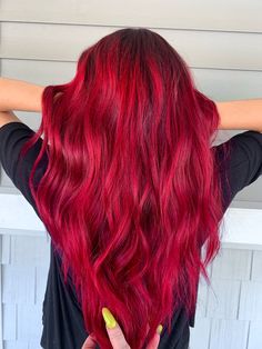 Bright Red Hair Dark Roots, Bright Red Hair Ideas, Red Bright Hair, Red Hair Bright, Vivid Red Hair Color, Blood Red Hair Color, Red Hair Dye, Pulp Riot Hair Color Ideas, Splat Red Hair Dye