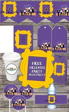 purple and yellow printable party package for friends